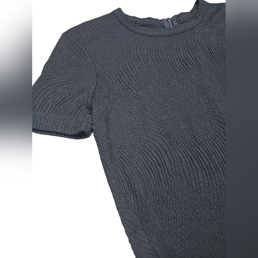 Rag &‎ Bone Textured Stretchy Short Sleeve Shirt Zipper XS Black - Picture 2 of 7